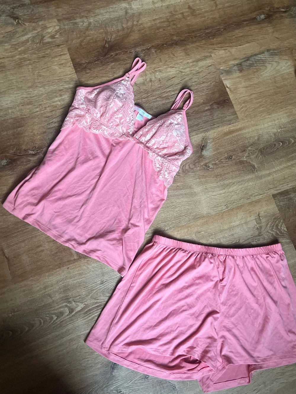 Flora Nikrooz Pink Lace-Trim Camisole & Shorts Sleep Set